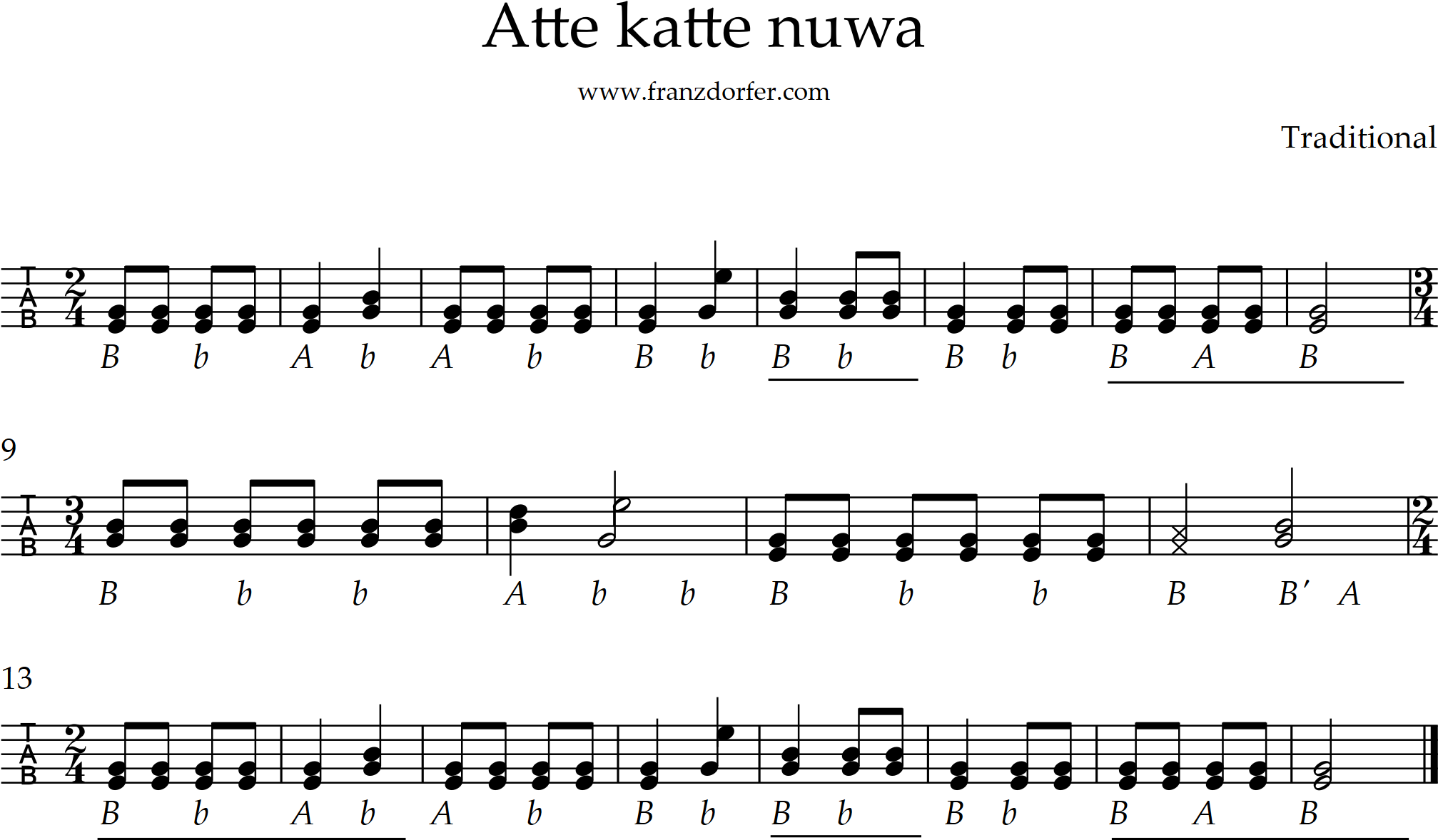 noten für steirische harmonika, atte katte nuwa